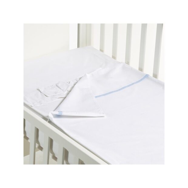 B - Mum - Conjunto de Lençois Safety Baby Bed 120 x 60 cm - Azul/Liso