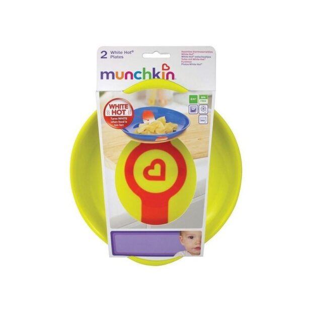 Munchkin - Conjunto 2 Pratos Termossensíveis Verde/Amarelo