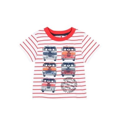 Bóboli - T-Shirt para bebé menino - Real Red Riscas