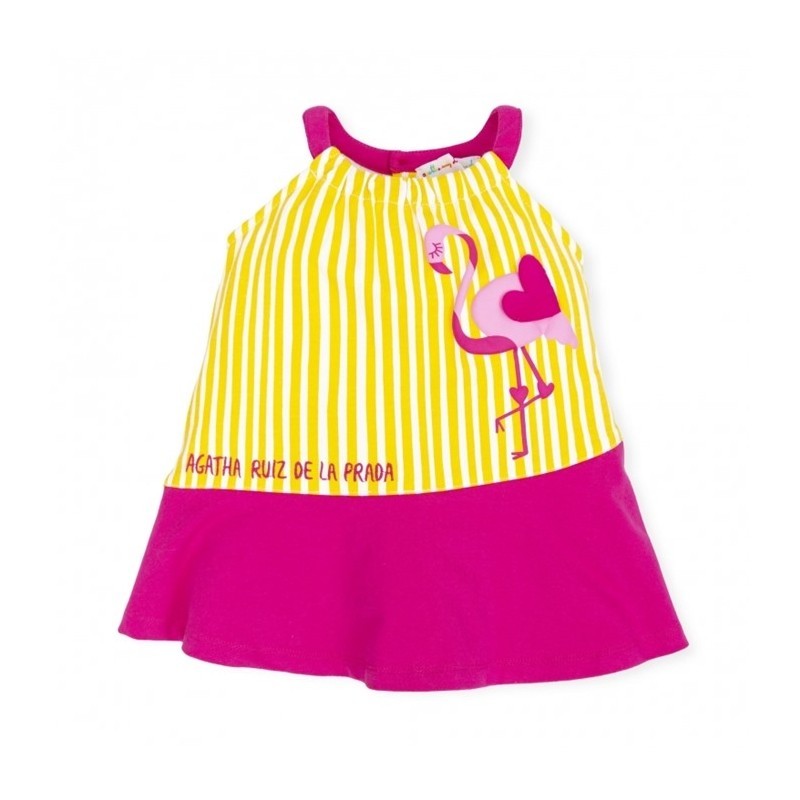 Agatha Ruiz de La Prada – Vestido Riscas Amarelo Flamingo