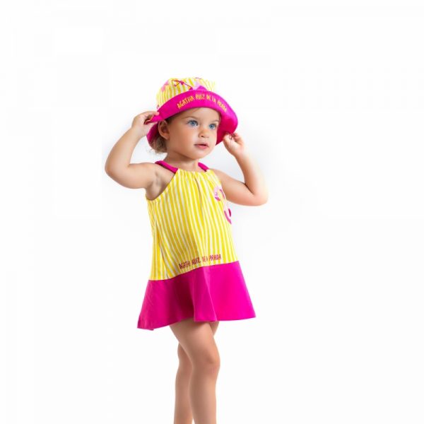 Agatha Ruiz de La Prada - Vestido Riscas Amarelo Flamingo