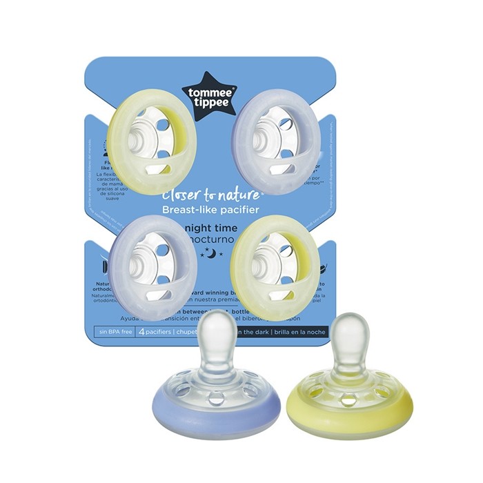  Tommee Tippee, Chupete nocturno, 2 unidades, 0-6 meses, Azul :  Bebés