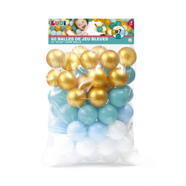 Ludi - 60 Bolas Jogo - Azul/Branco/Dourado - Sítio do Bebé