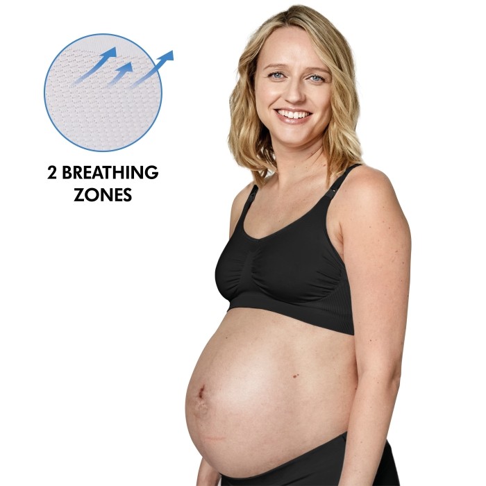 Keep Cool Bra Black front angled with 2 breathing zones