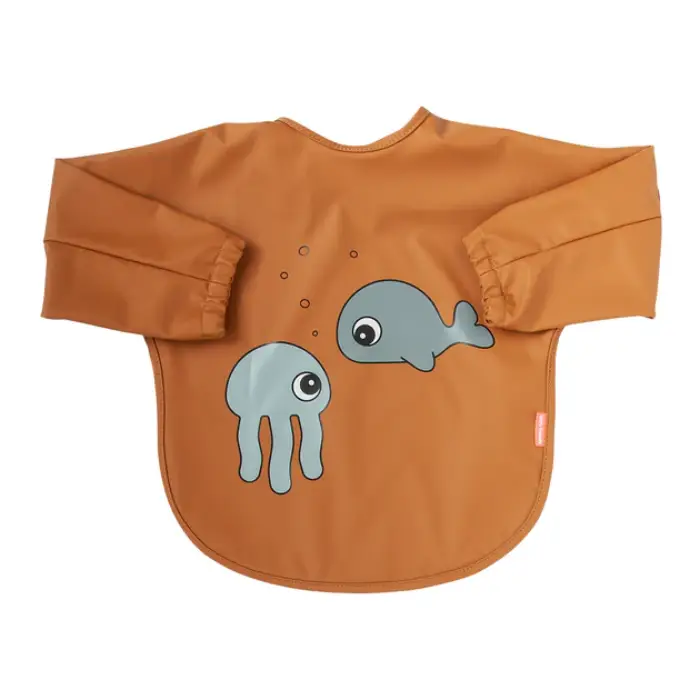 Sleeved-bib-6-18m-Sea-friends-Mustard_20and_20Grey-Front-1_700x