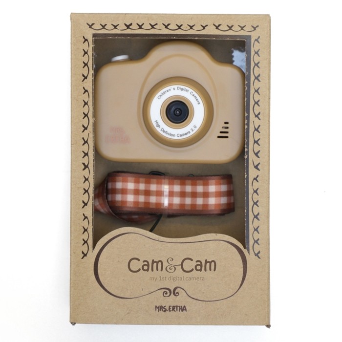 Cam Cam – My First Digital Camera UPGRADE Version – Dual Camera Vintage Squares Peanut